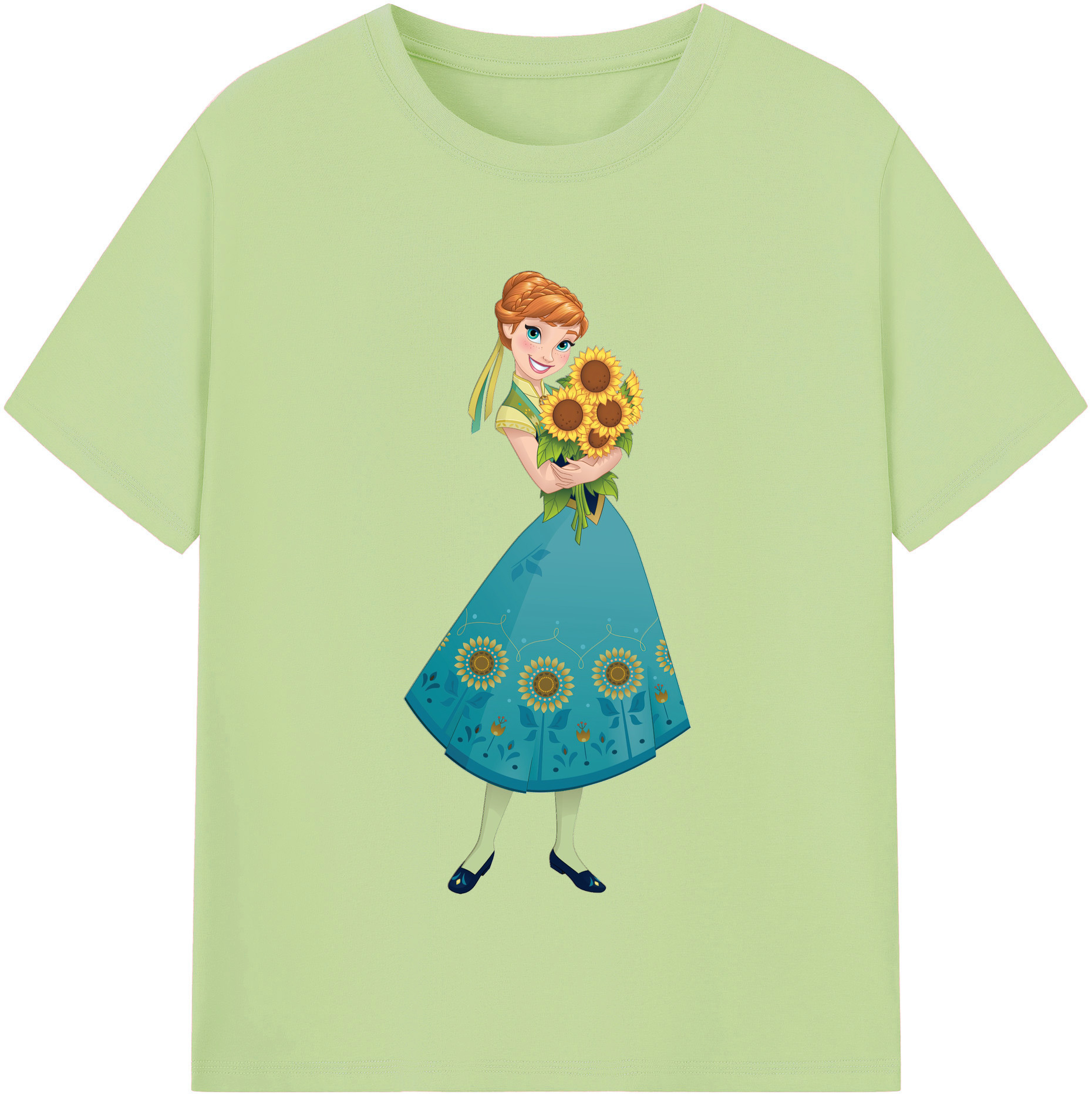 （画像用） アナと雪の女王 アンナ エルサ Frozen Anna Elsa 綿100％半袖Tシャツ（フロントプリント）